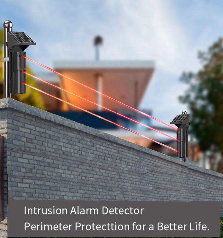 Détecteur infrarouge actif sans fil 3 faisceaux solaire